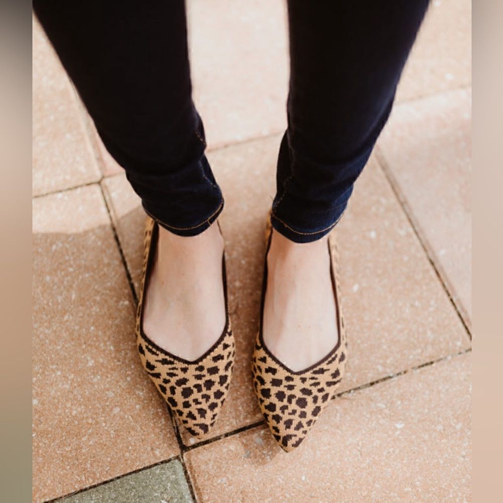 Rothy's ballet flats The Point Retired Animal Print Point Toe Slip On Shoes W8